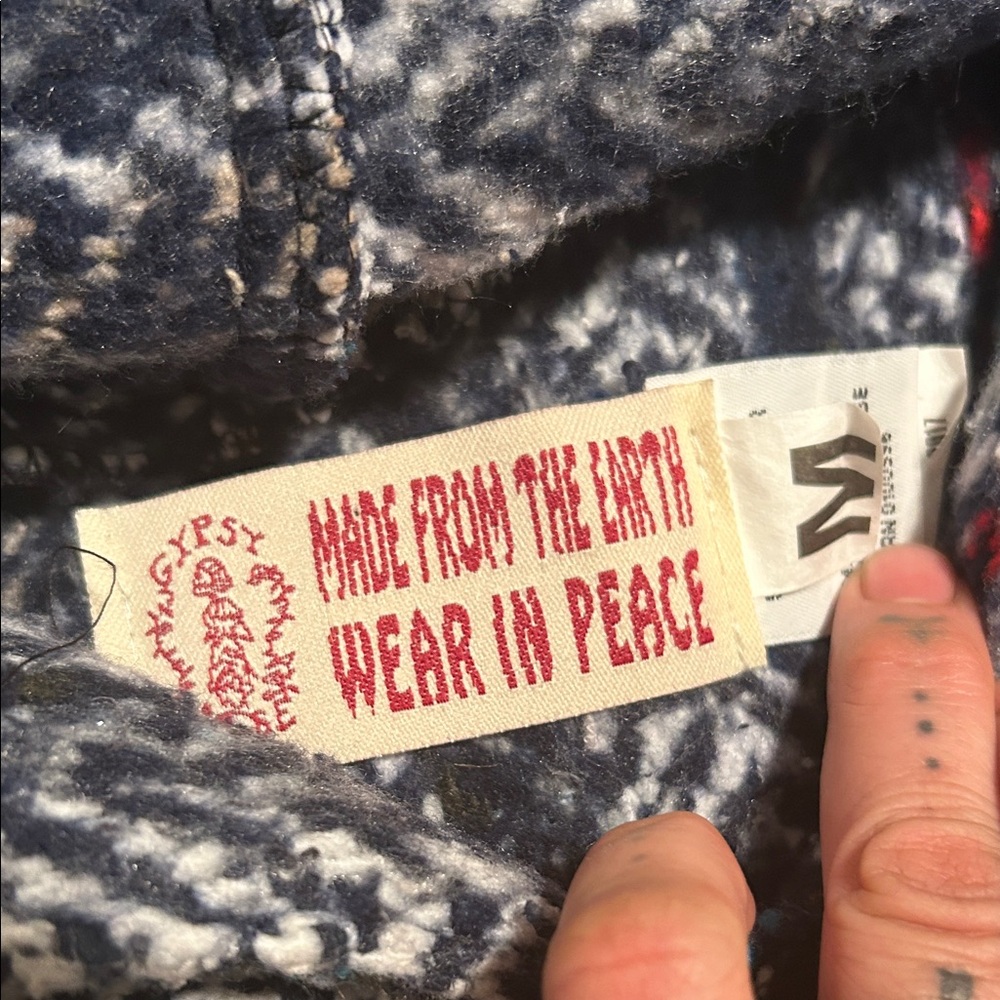 Men's or women’s multicolored Hooded Baja Sweater “drug rug” - Picture 2 of 3